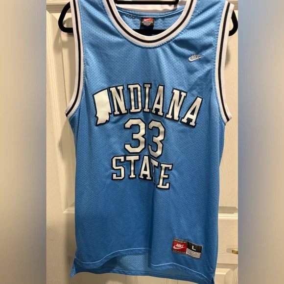 Nike Indiana State Larry Bird #33 Jersey Blue Mesh Size Large NCAA Basketball - Picture 3 of 9